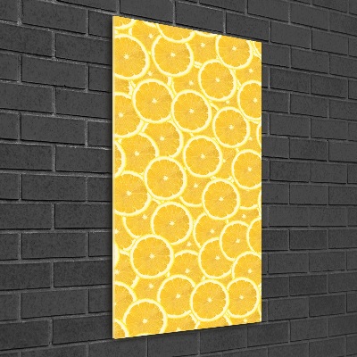 Cuadro de cristal moderno efecto brillo vertical Limones