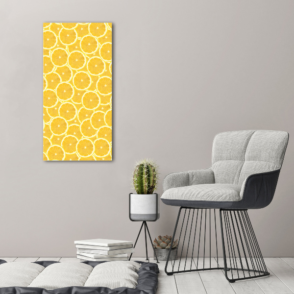 Cuadro de cristal moderno efecto brillo vertical Limones