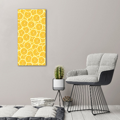 Cuadro de cristal moderno efecto brillo vertical Limones