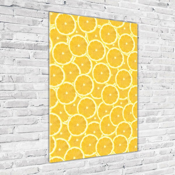 Cuadro de cristal moderno efecto brillo vertical Limones