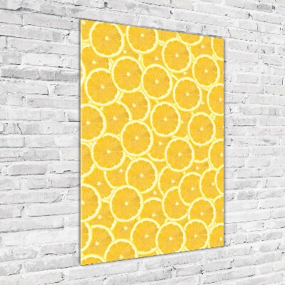 Cuadro de cristal moderno efecto brillo vertical Limones