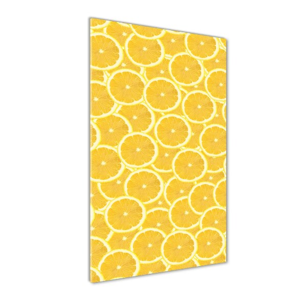 Cuadro de cristal moderno efecto brillo vertical Limones