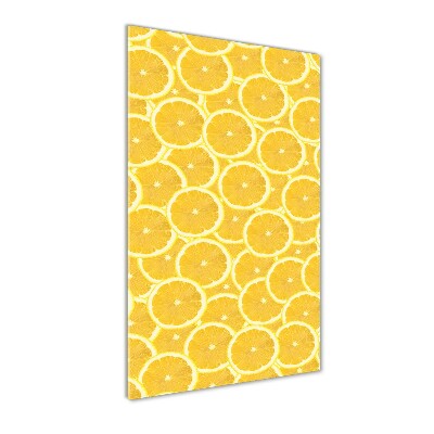 Cuadro de cristal moderno efecto brillo vertical Limones