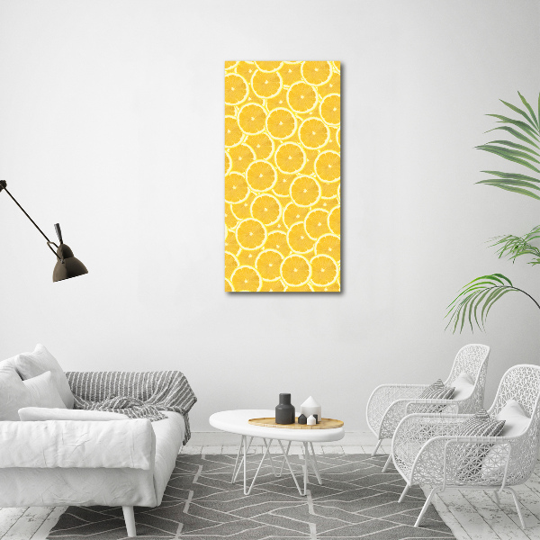 Cuadro de cristal moderno efecto brillo vertical Limones
