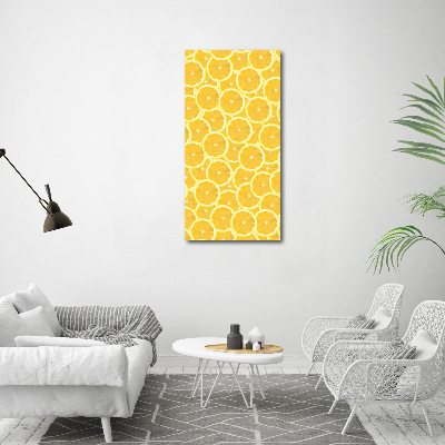 Cuadro de cristal moderno efecto brillo vertical Limones