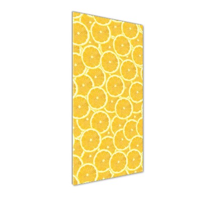 Cuadro de cristal moderno efecto brillo vertical Limones