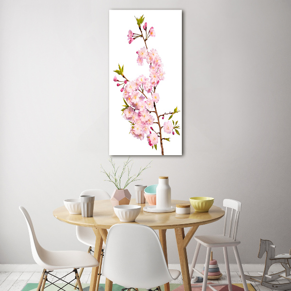 Fotocuadro de cristal elegante para hogar vertical flores de cerezo