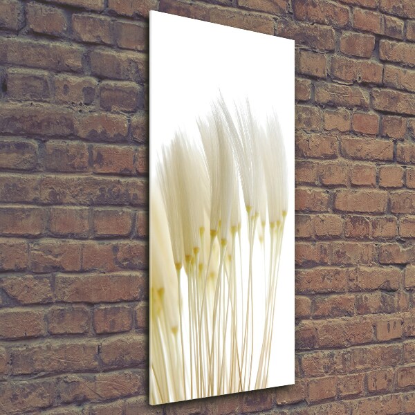 Cuadro de cristal moderno efecto brillo vertical semillas de diente de león