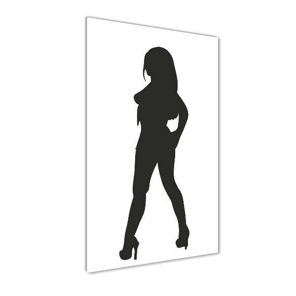 Cuadro de vidrio templado 4mm para pared vertical silueta de una mujer