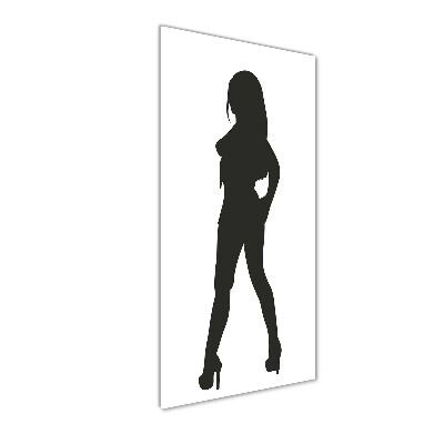 Cuadro de vidrio templado 4mm para pared vertical silueta de una mujer