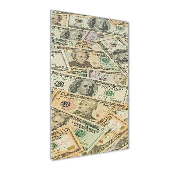 Cuadro de cristal moderno efecto brillo vertical Billetes de dólar