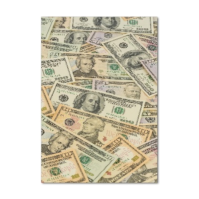 Cuadro de cristal moderno efecto brillo vertical Billetes de dólar