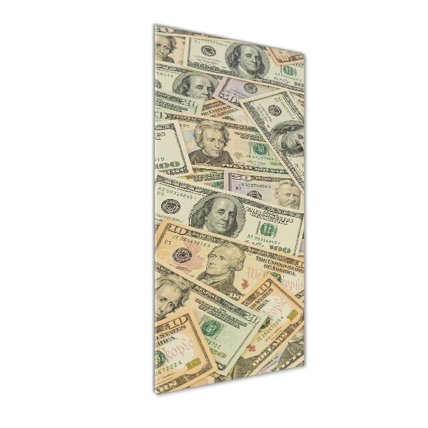 Cuadro de cristal moderno efecto brillo vertical Billetes de dólar