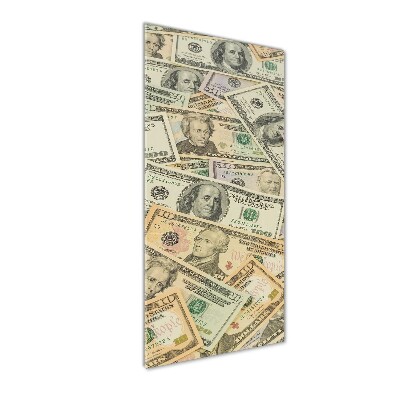 Cuadro de cristal moderno efecto brillo vertical Billetes de dólar