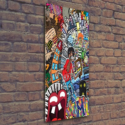 Cuadro de vidrio templado 4mm para pared vertical Collage musical