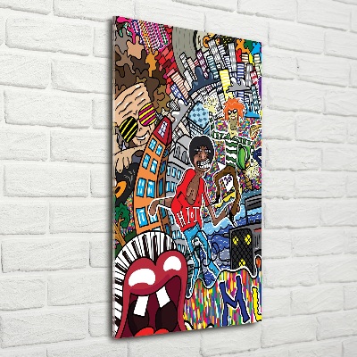 Cuadro de vidrio templado 4mm para pared vertical Collage musical