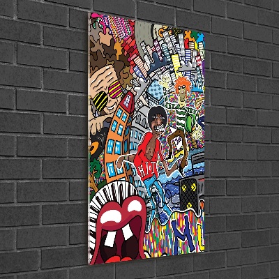 Cuadro de vidrio templado 4mm para pared vertical Collage musical