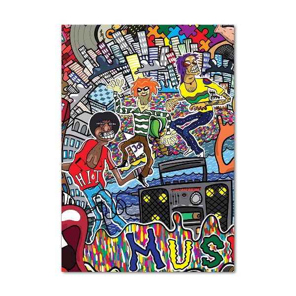 Cuadro de vidrio templado 4mm para pared vertical Collage musical