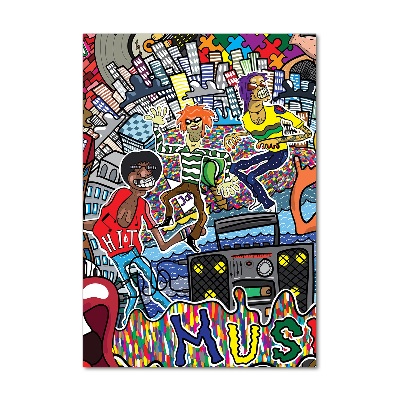 Cuadro de vidrio templado 4mm para pared vertical Collage musical