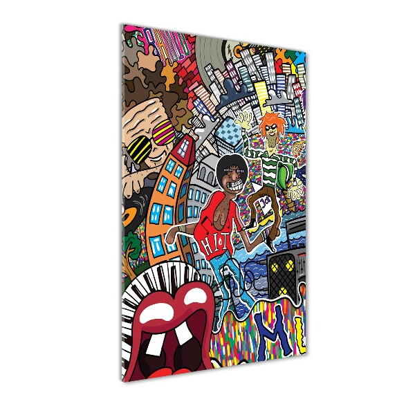 Cuadro de vidrio templado 4mm para pared vertical Collage musical