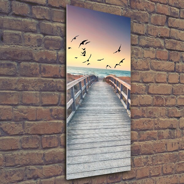 Cuadro de vidrio templado 4mm para pared vertical Camino a la playa