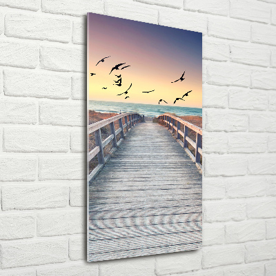 Cuadro de vidrio templado 4mm para pared vertical Camino a la playa