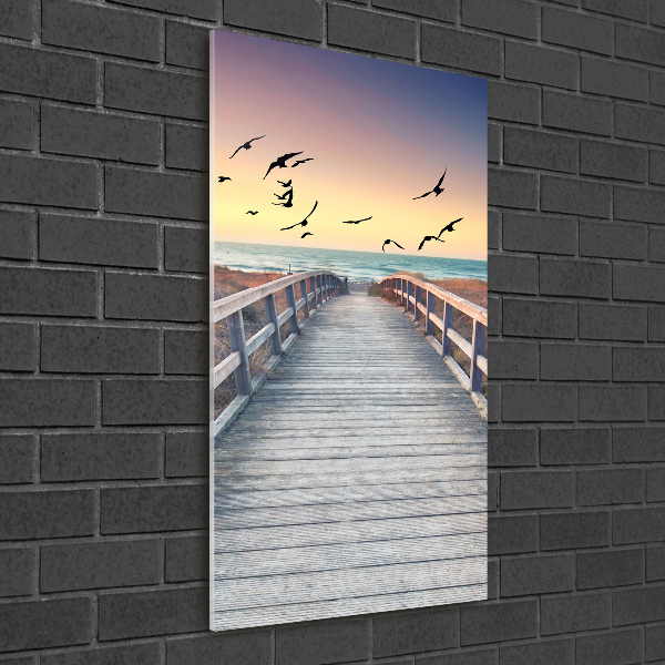 Cuadro de vidrio templado 4mm para pared vertical Camino a la playa