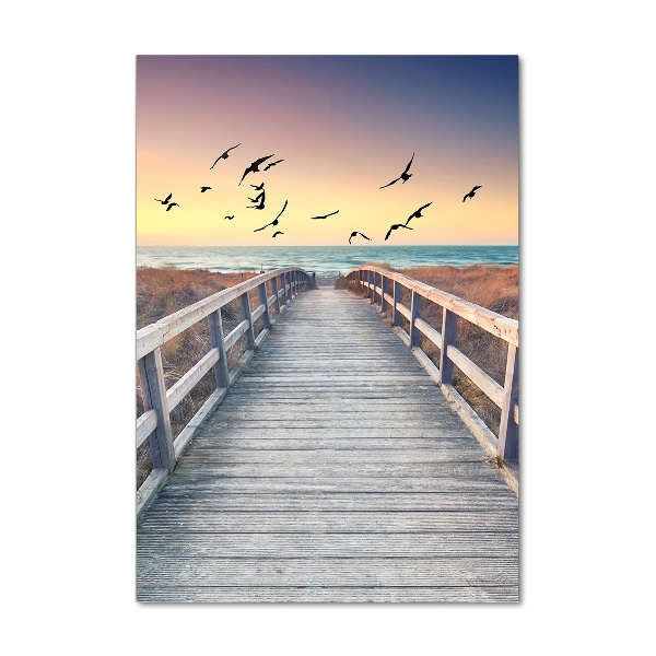 Cuadro de vidrio templado 4mm para pared vertical Camino a la playa