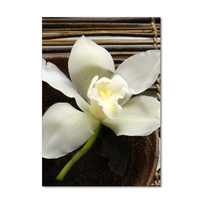 Cuadro de cristal moderno efecto brillo vertical Orquídea