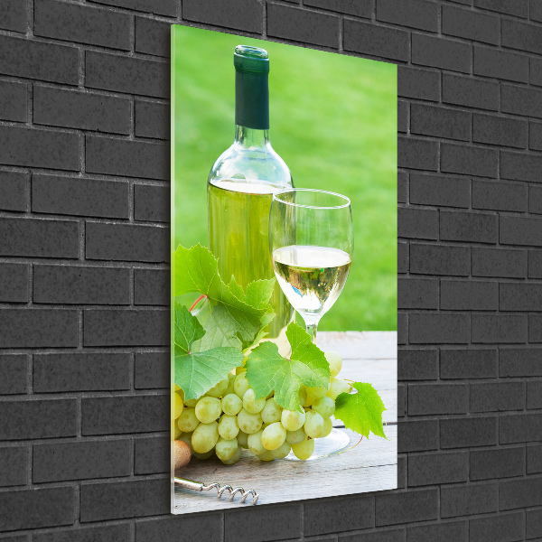 Cuadro de vidrio templado 4mm para pared vertical Uvas y vino