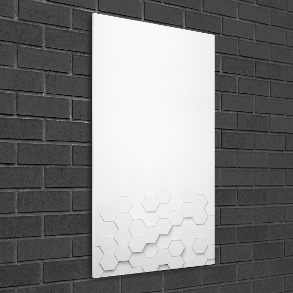 Cuadro de cristal moderno efecto brillo vertical Fondo de hexágonos