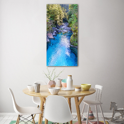 Fotocuadro de cristal elegante para hogar vertical Río en el bosque