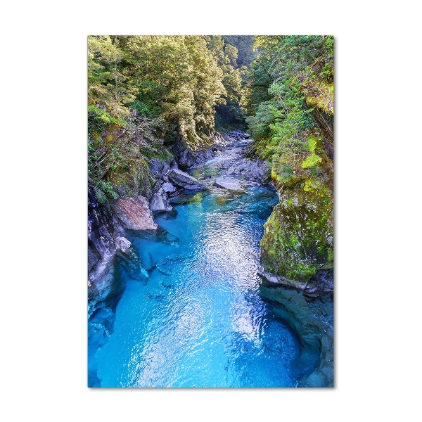 Fotocuadro de cristal elegante para hogar vertical Río en el bosque