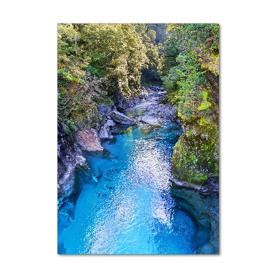 Fotocuadro de cristal elegante para hogar vertical Río en el bosque