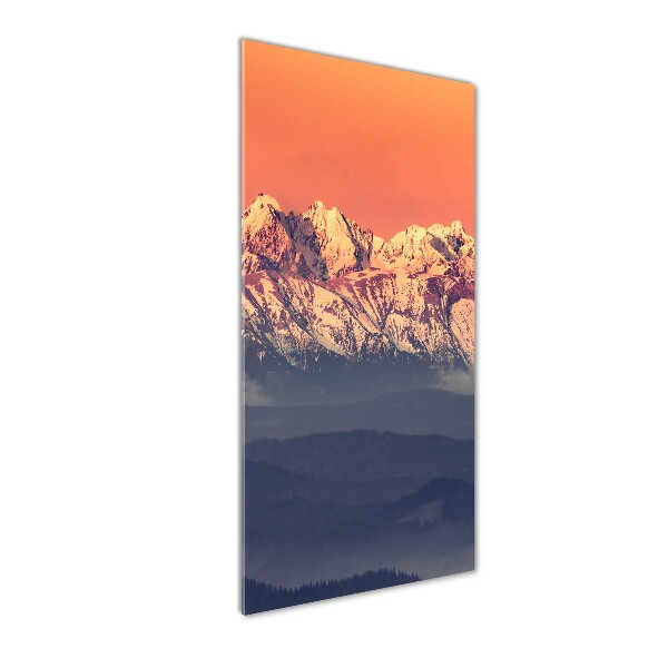 Cuadro de cristal moderno efecto brillo vertical Panorama de los montes Tatra