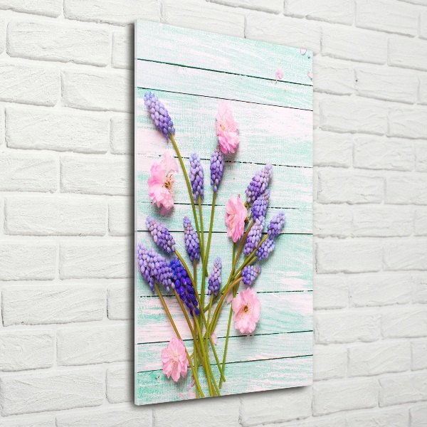 Fotocuadro de cristal elegante para hogar vertical Jacinto de uva