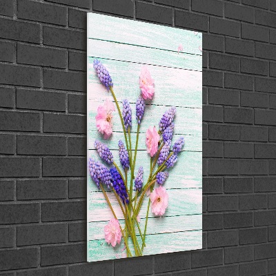 Fotocuadro de cristal elegante para hogar vertical Jacinto de uva