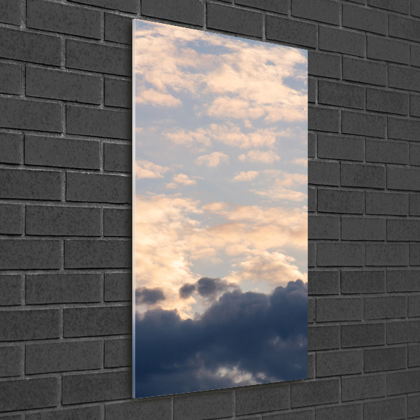 Cuadro de vidrio templado 4mm para pared vertical Nubes en el cielo