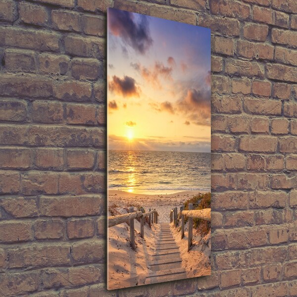 Fotocuadro de cristal elegante para hogar vertical Camino a la playa