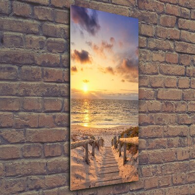 Fotocuadro de cristal elegante para hogar vertical Camino a la playa