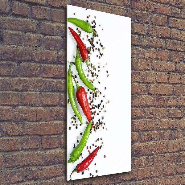 Cuadro de cristal moderno efecto brillo vertical chiles