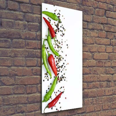 Cuadro de cristal moderno efecto brillo vertical chiles