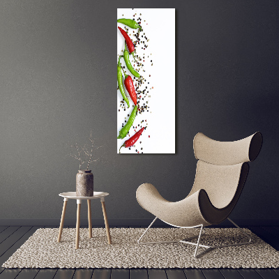 Cuadro de cristal moderno efecto brillo vertical chiles