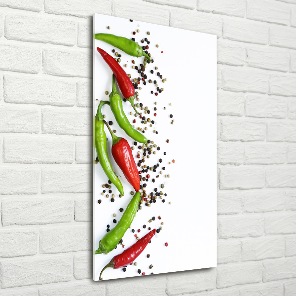Cuadro de cristal moderno efecto brillo vertical chiles