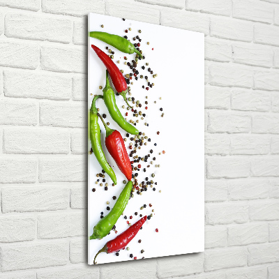 Cuadro de cristal moderno efecto brillo vertical chiles