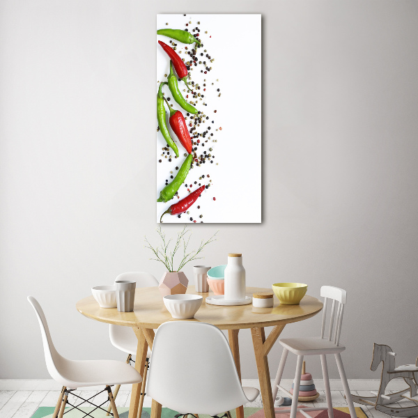 Cuadro de cristal moderno efecto brillo vertical chiles