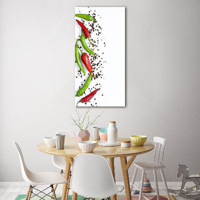 Cuadro de cristal moderno efecto brillo vertical chiles