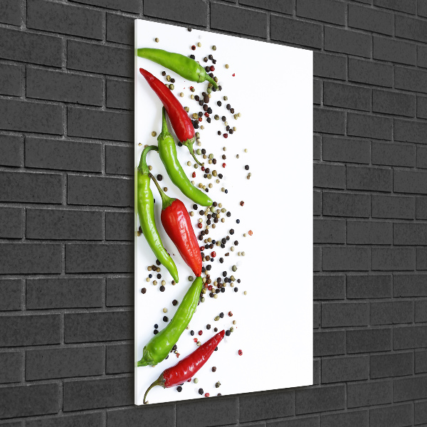 Cuadro de cristal moderno efecto brillo vertical chiles