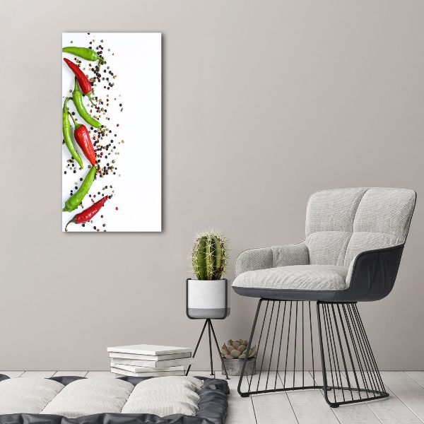Cuadro de cristal moderno efecto brillo vertical chiles
