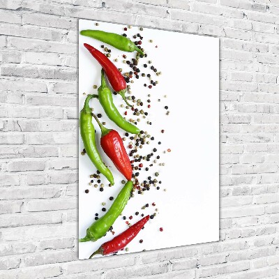 Cuadro de cristal moderno efecto brillo vertical chiles